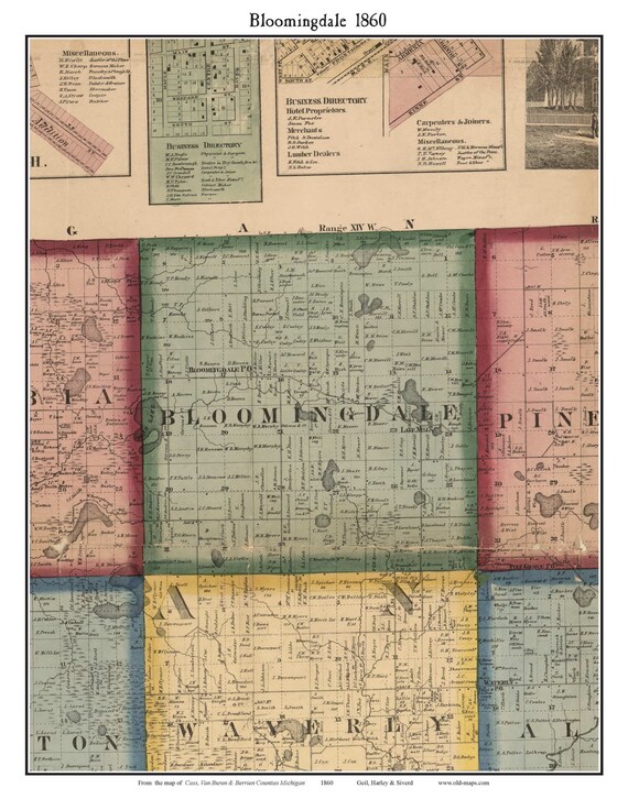 Bloomingdale 1860 Old Town Map With Homeowner Names Lake Etsy