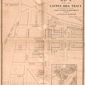 Laurel Hill New York - 1856B Village Map - Reprint Brooklyn-Westchester Co NY Cities Other
