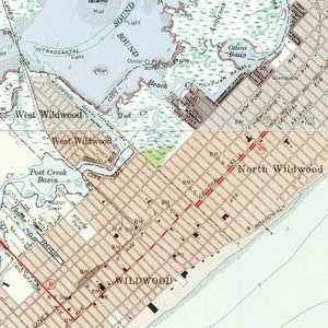 Wildwood Coastal Area 1955 Old Topographic Map USGS Custom Composite Reprint New Jersey 19 bild 2