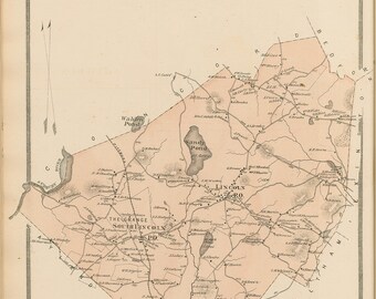 Concord and Lincoln 1906 Old Town Map with Homeowner Names Massachusetts Middlesex County Atlas V2