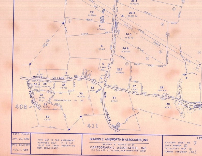 Wendell Massachusetts 1984 Set of Tax Maps 14 Maps Very Etsy