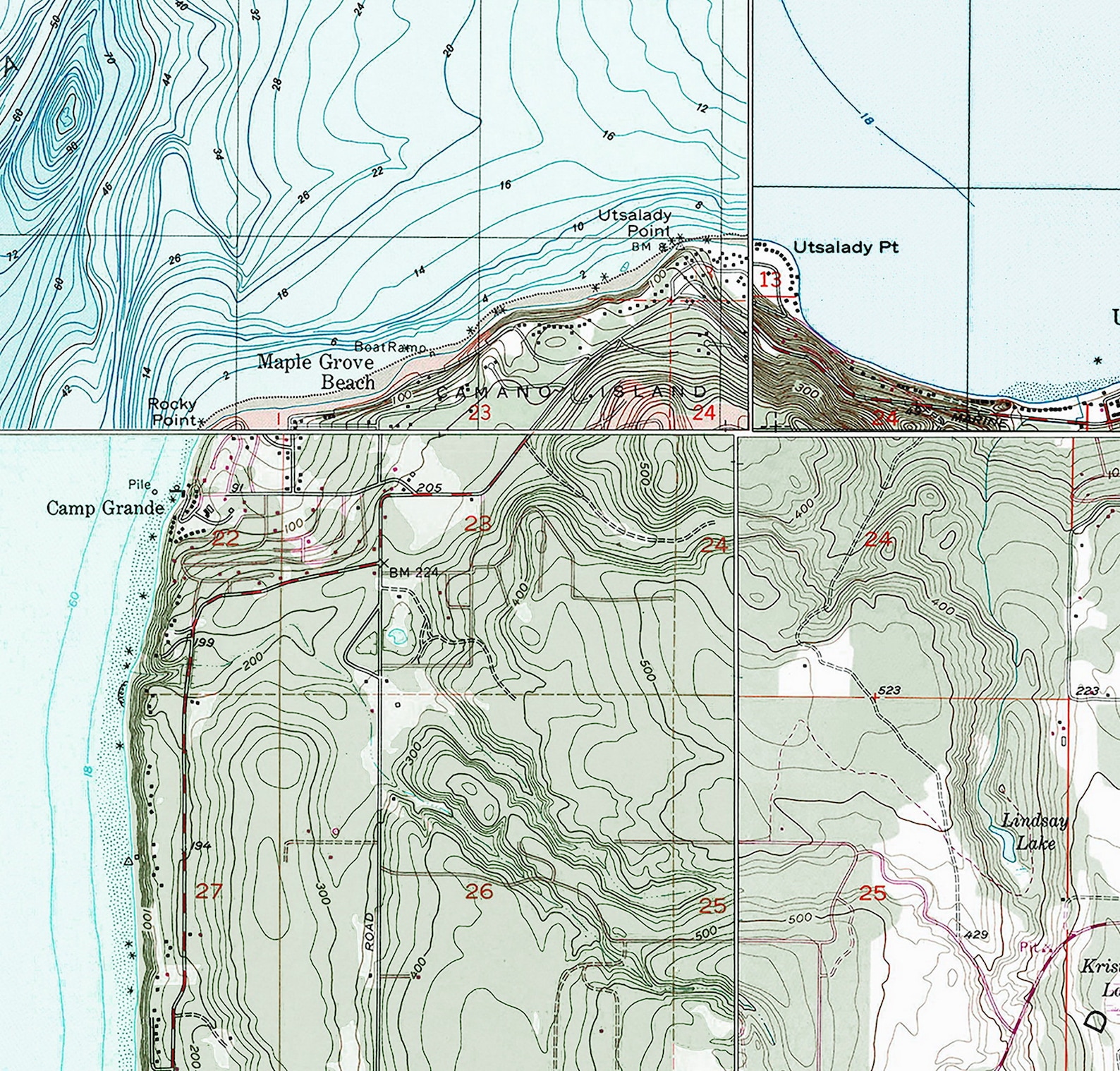 Camano Island 1956 USGS Old Topographic Map Juniper Beach Etsy