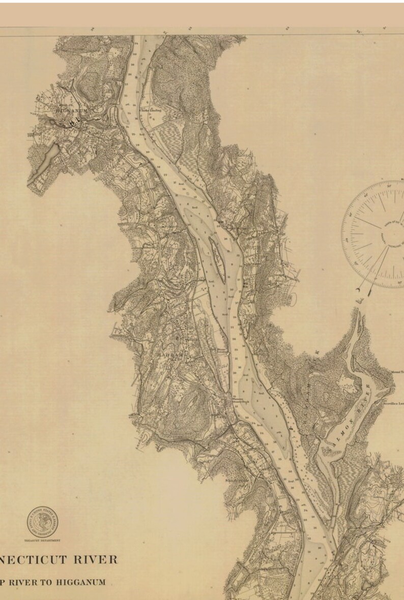 Deep River to Higganum 1900 Connecticut River Nautical Map Etsy
