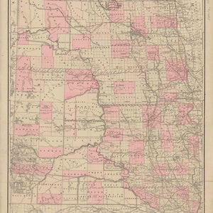 Dakota Territory - 1887 Rand McNally - Old Map Reprint North Dakota State