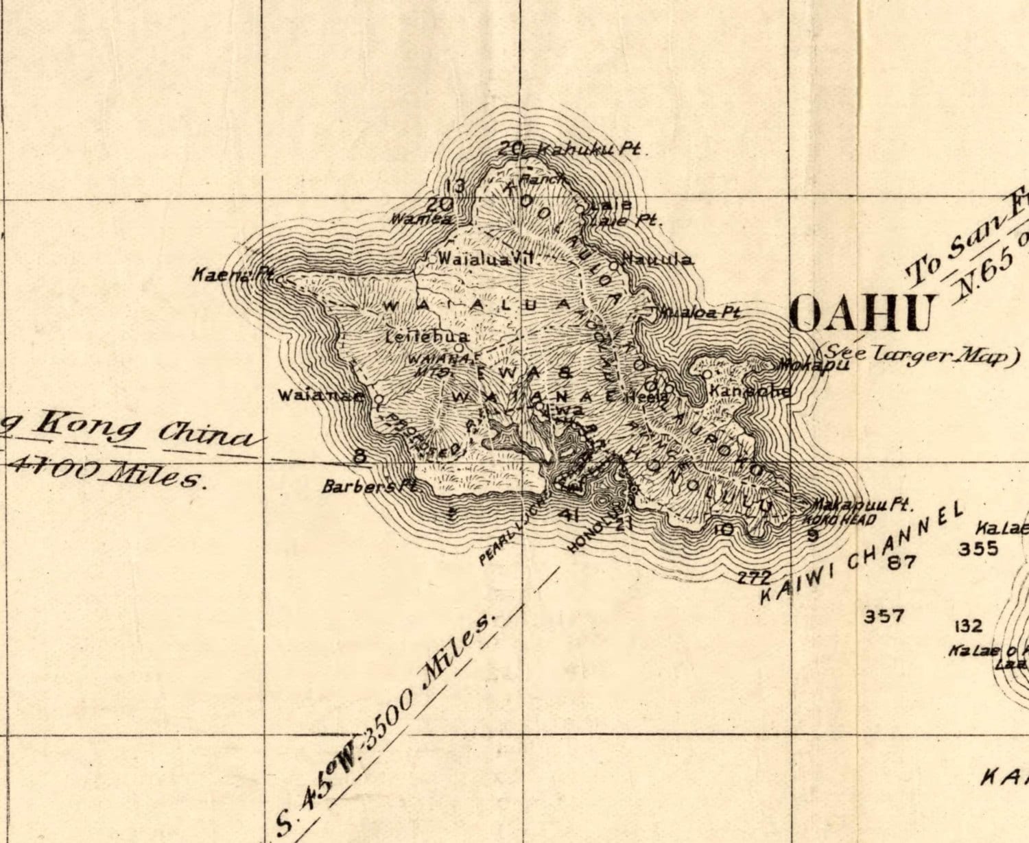 Carte Ancienne D'Hawaï 1893 - Reproduction Vintage, Art Mural Prêt à Accrocher