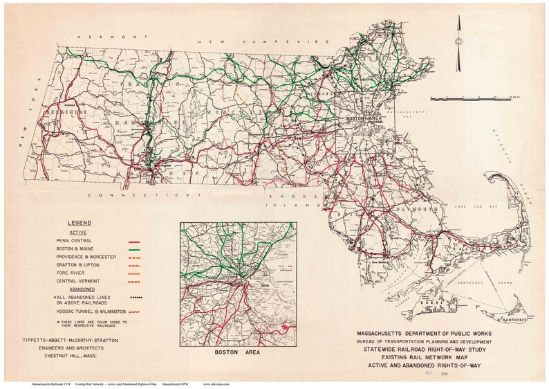 Massachusetts 1974 Railroad Network Map Old Map Reprint MA Etsy Ireland