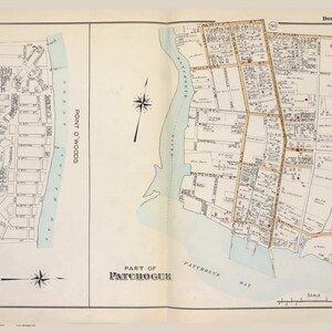 Patchogue - South - Brookhaven - 1915 - Long Island New York - Suffolk Co Atlas South V1 Old Town Map Reprint Beers NY