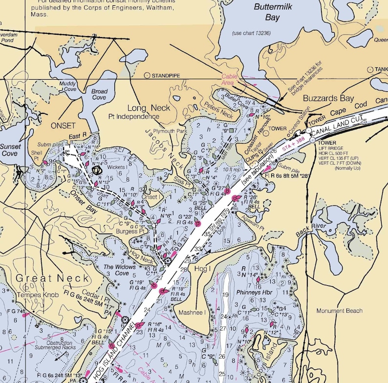 Buzzards Bay Massachusetts 2001 Nautical Map Reprint Etsy Nederland