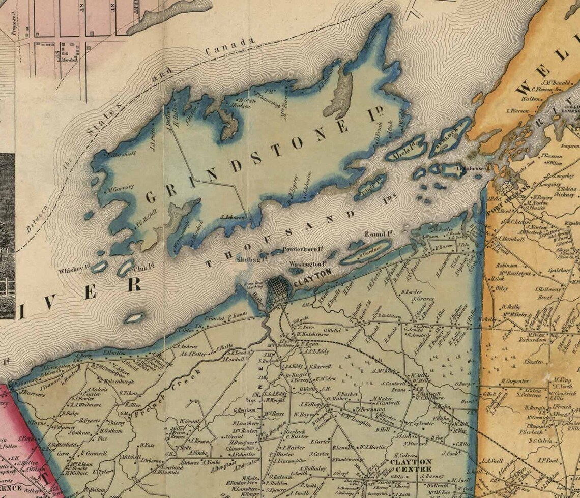 Jefferson County New York 1855 Old Wall Map Reprint with Etsy