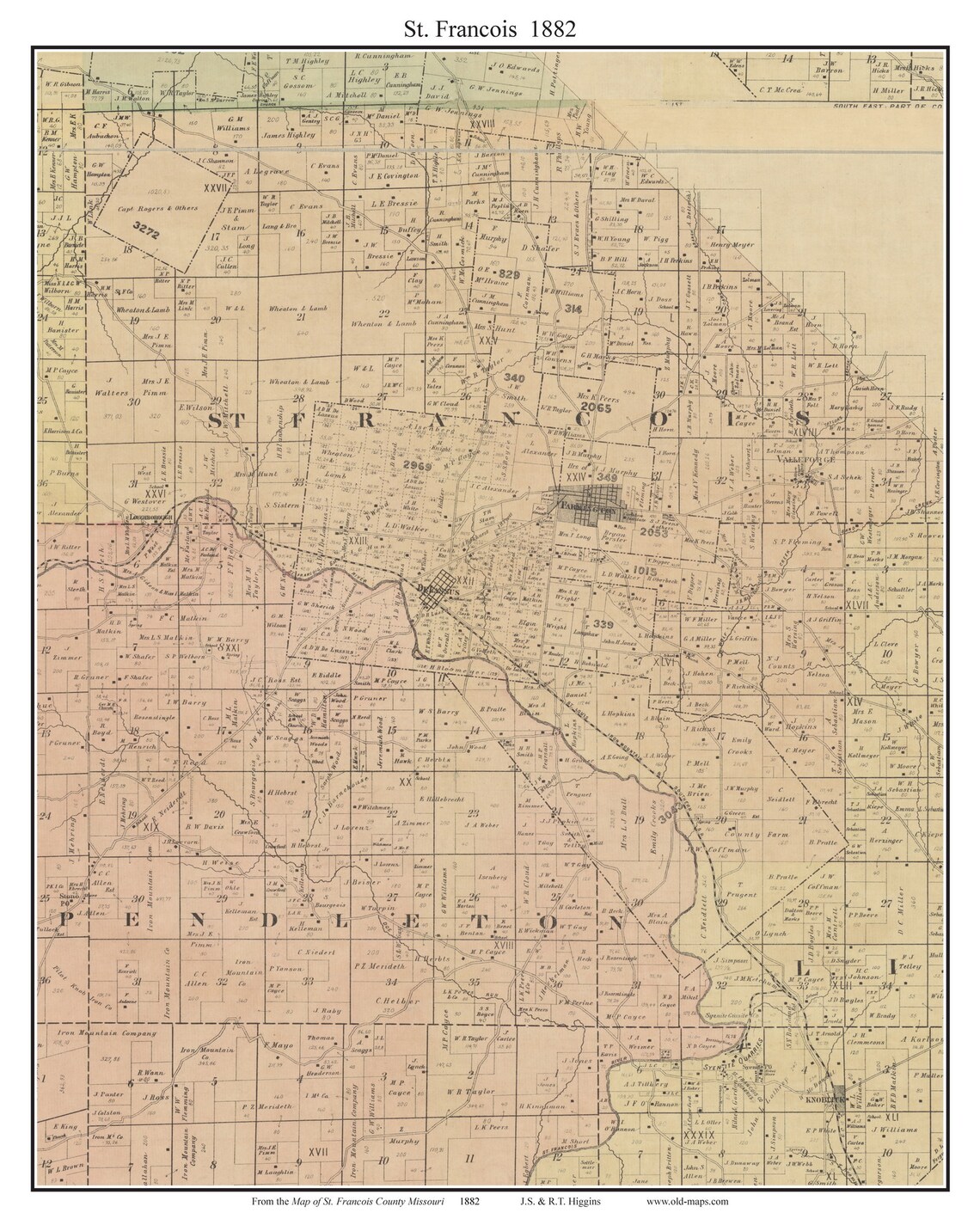 St Francois 1882 Old Town Map With Homeowner Names Missouri St Etsy