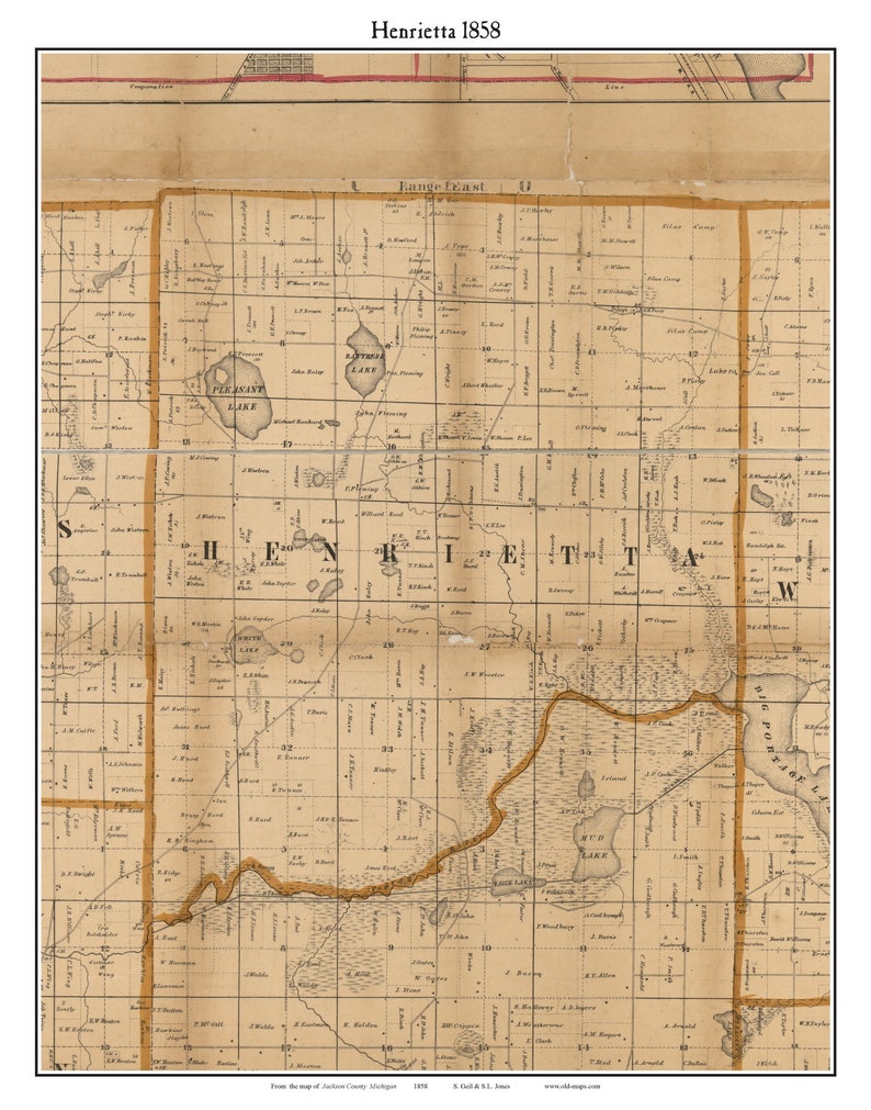 Henrietta 1858 Old Town Map With Homeowner Names Portage Etsy
