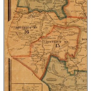 May include: An antique map of the 15th and 16th Districts of Hampshire and Isom's Store in Maury County, Tennessee. The map is dated 1878 and features a detailed outline of the districts with names of residents and locations.