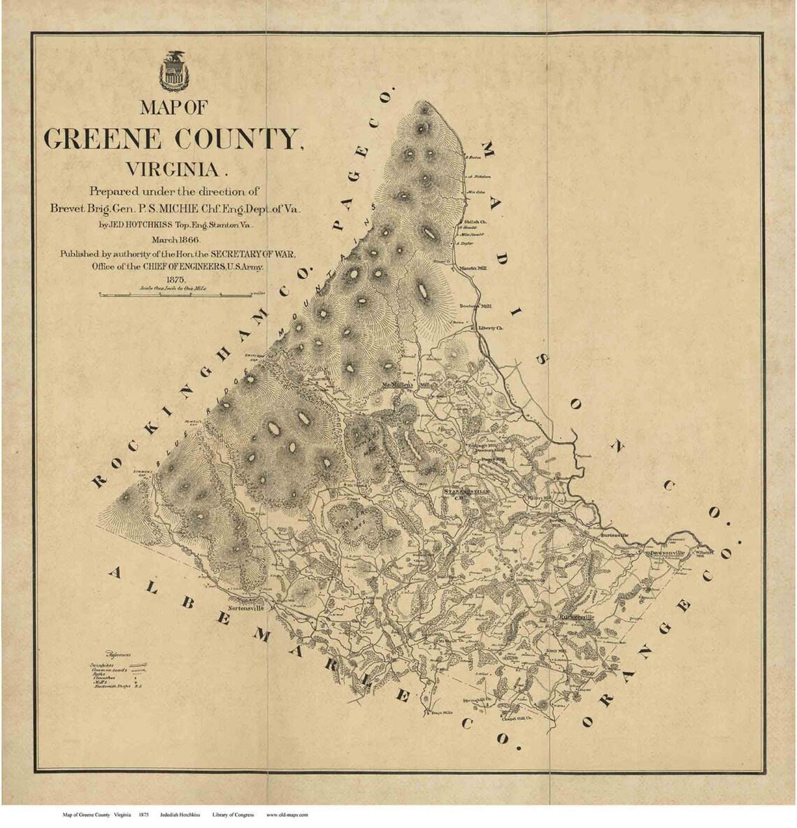Greene County Virginia 1875 Old Wall Map With Homeowner Names Etsy