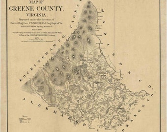 Greene County  Virginia  1875 Old Wall Map With Homeowner Names - Reprint