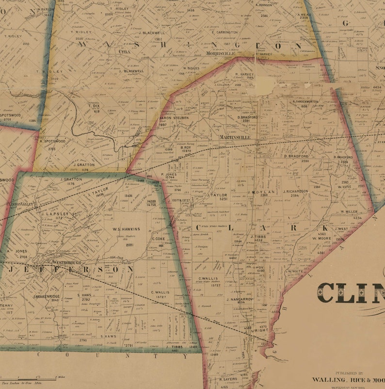 Clinton County Ohio 1859 Old Wall Map Reprint With Homeowner Etsy