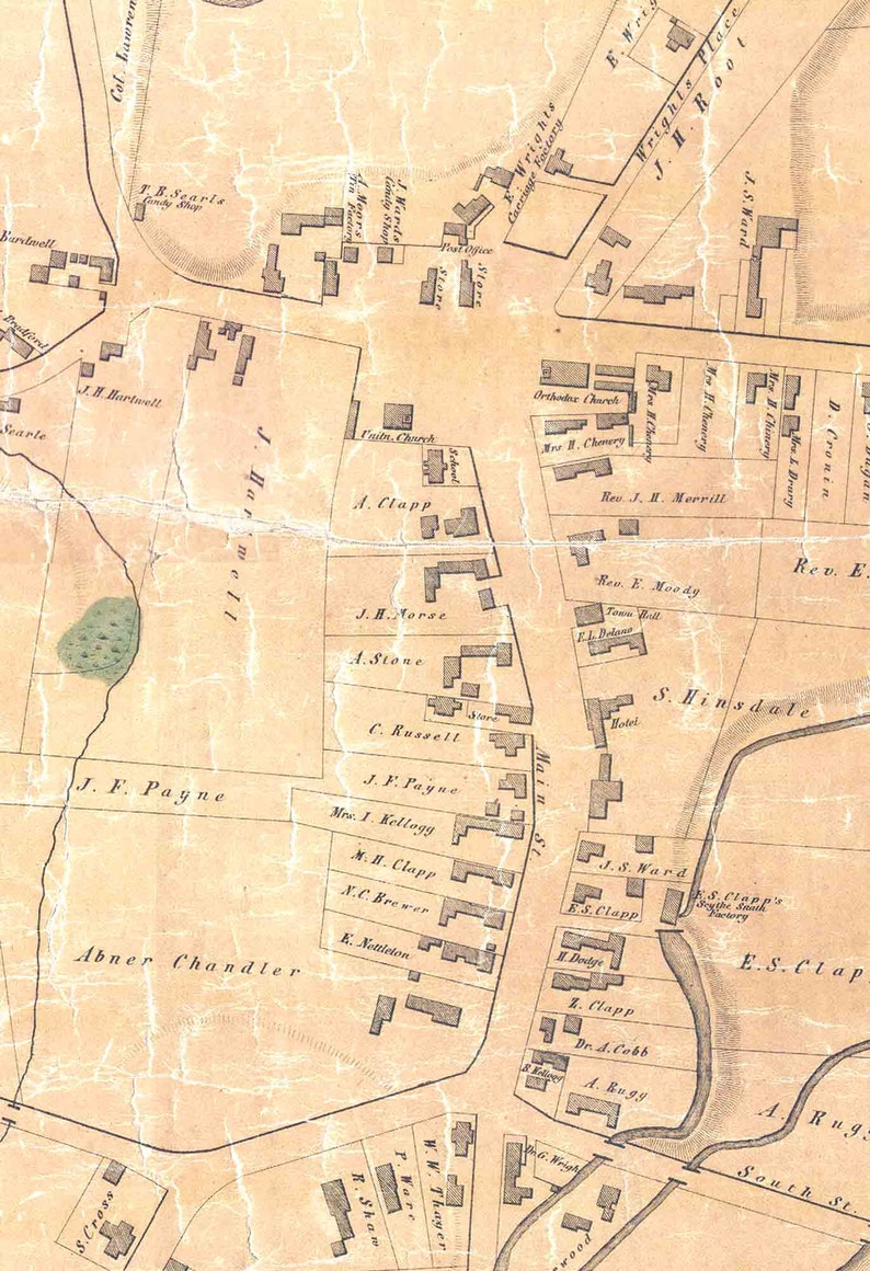 Montague Massachusetts 1855 Stevens Old Town Map Reprint Etsy