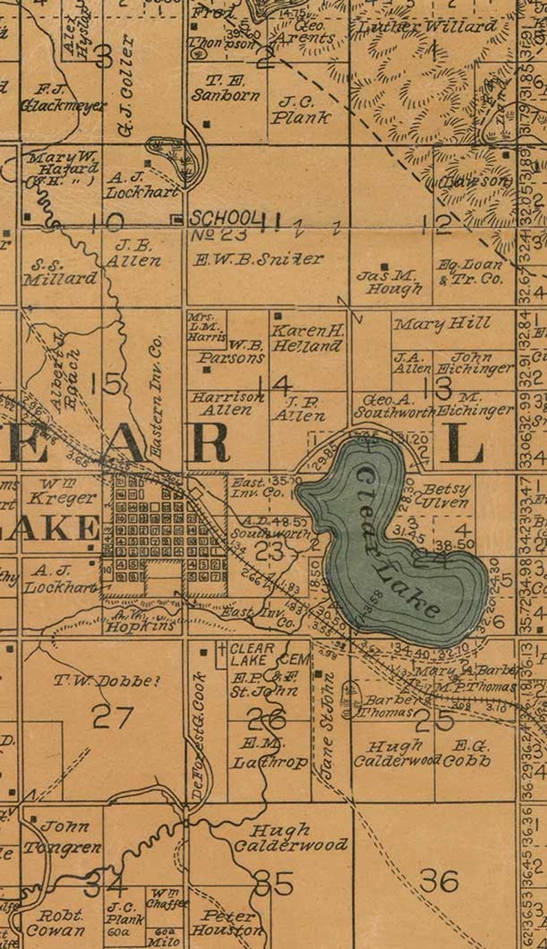 Deuel County South Dakota 1898 Old Wall Map With Landowner Etsy