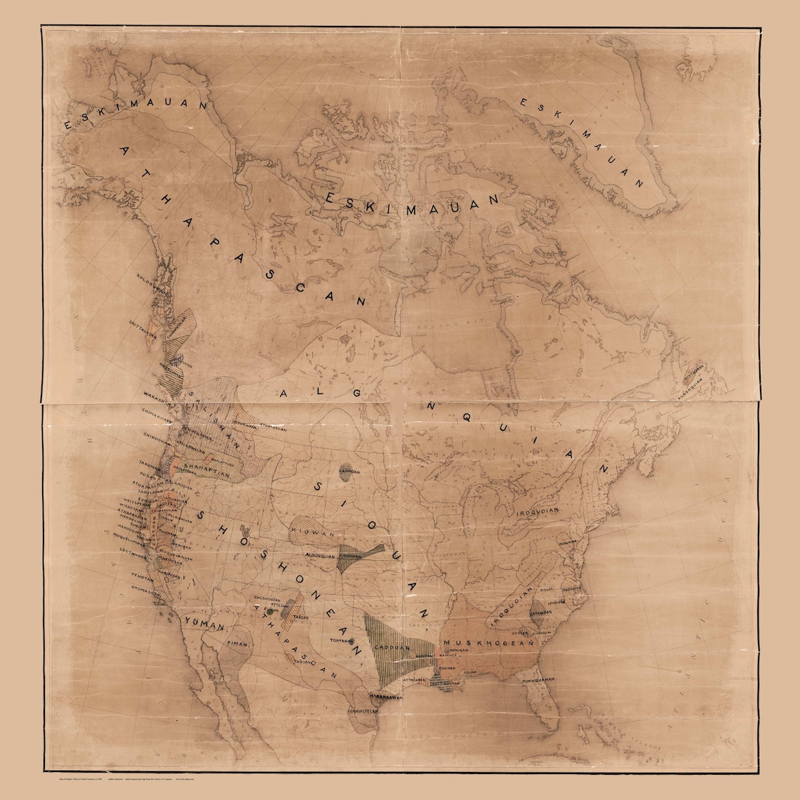 Indian Tribes North America 1890 - Old Map Reprint North America ...