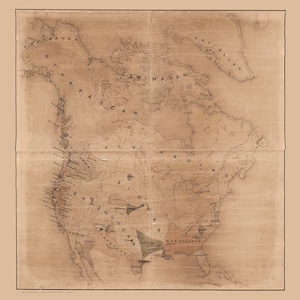 Indian Tribes North America 1890  -  Old Map Reprint  North America Americas