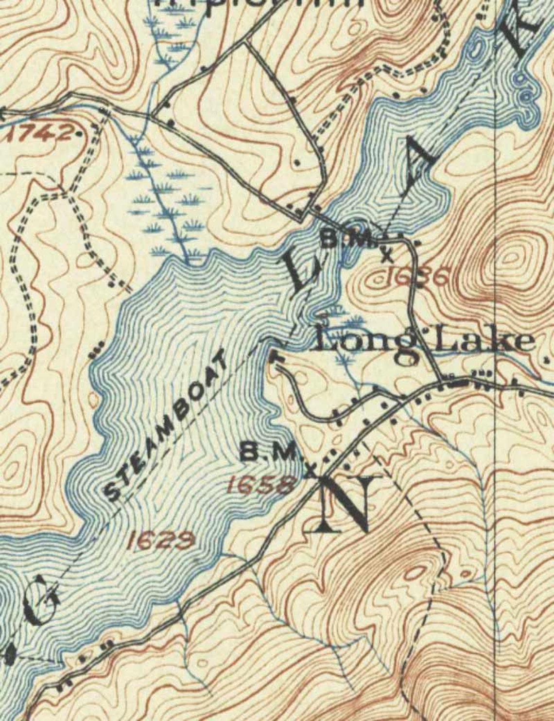 Long Lake 1904 USGS Old Topographic map Reprint Custom Etsy