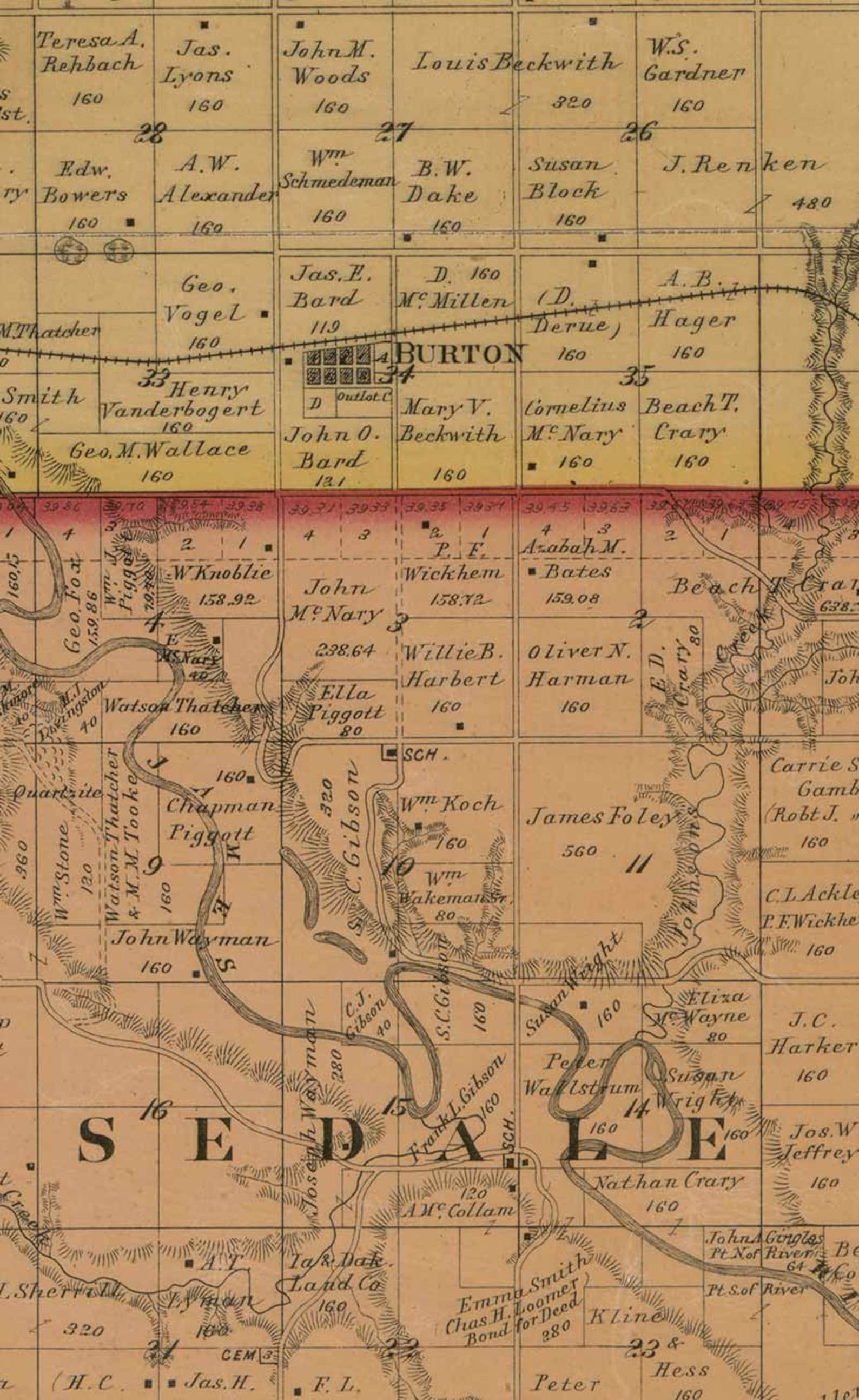 Hanson County South Dakota 1893 Old Wall Map With Landowner Etsy