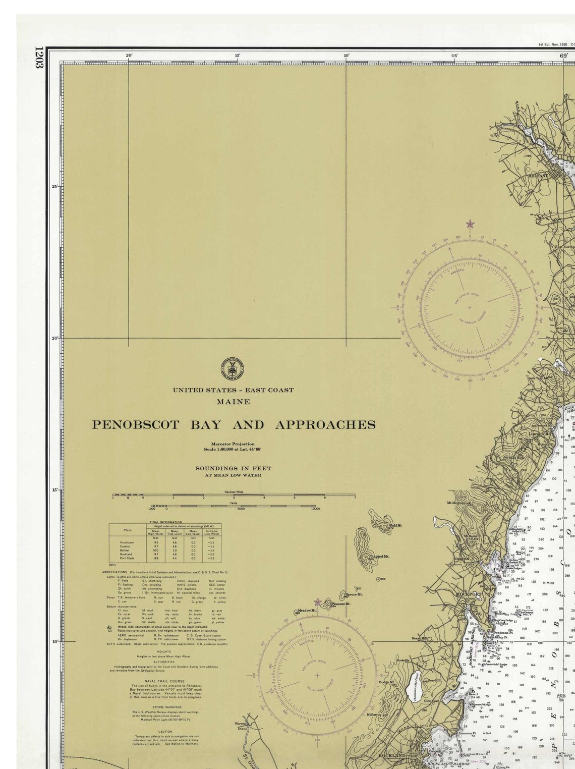 Penobscot Bay and Approaches 1958 Maine Nautical Map Camden - Etsy
