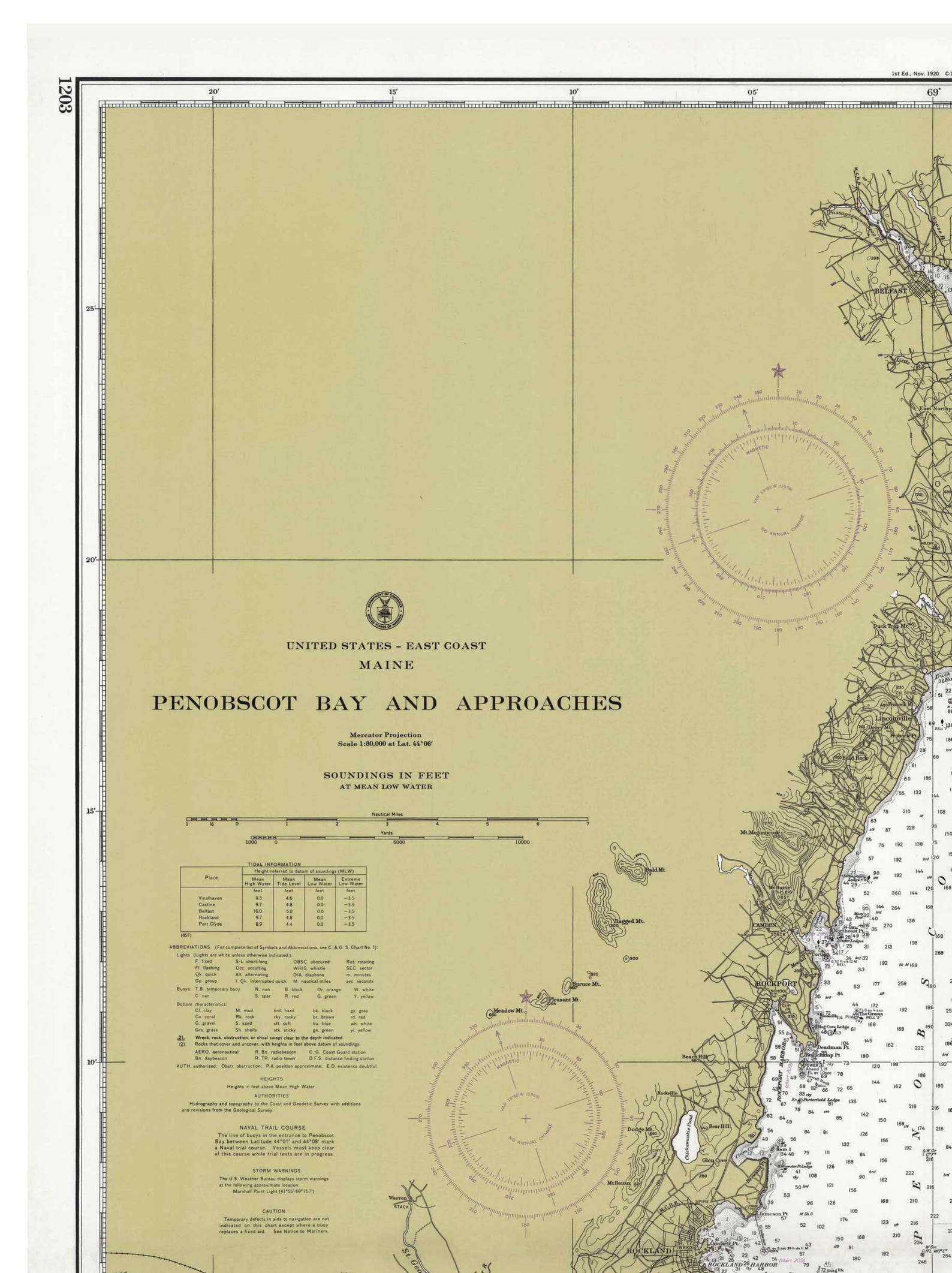 Penobscot Bay and Approaches 1958 Maine Nautical Map Camden - Etsy