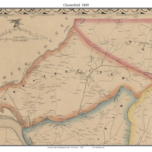 Map of Bordentown Nj Etsy