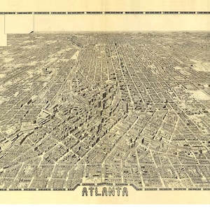 Atlanta Georgia - Old 1919 Birds Eye View - Foote & Davies - Reprint