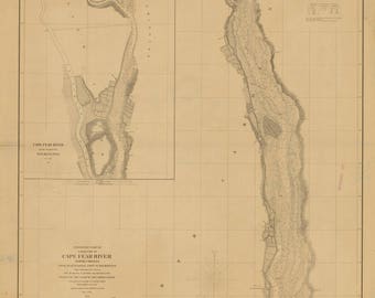 Cape Fear River Reeves Pt  Wilmington 1856 Map - Old Nautical Chart - North Carolina - Reprint - AC Harbors 425