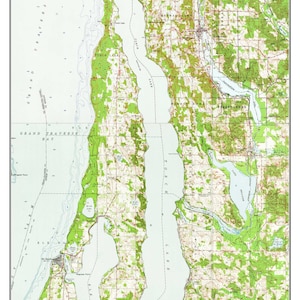 Torch Lake - 1954 Map Print - Michigan - Old Topographic USGS Custom Lakes 2