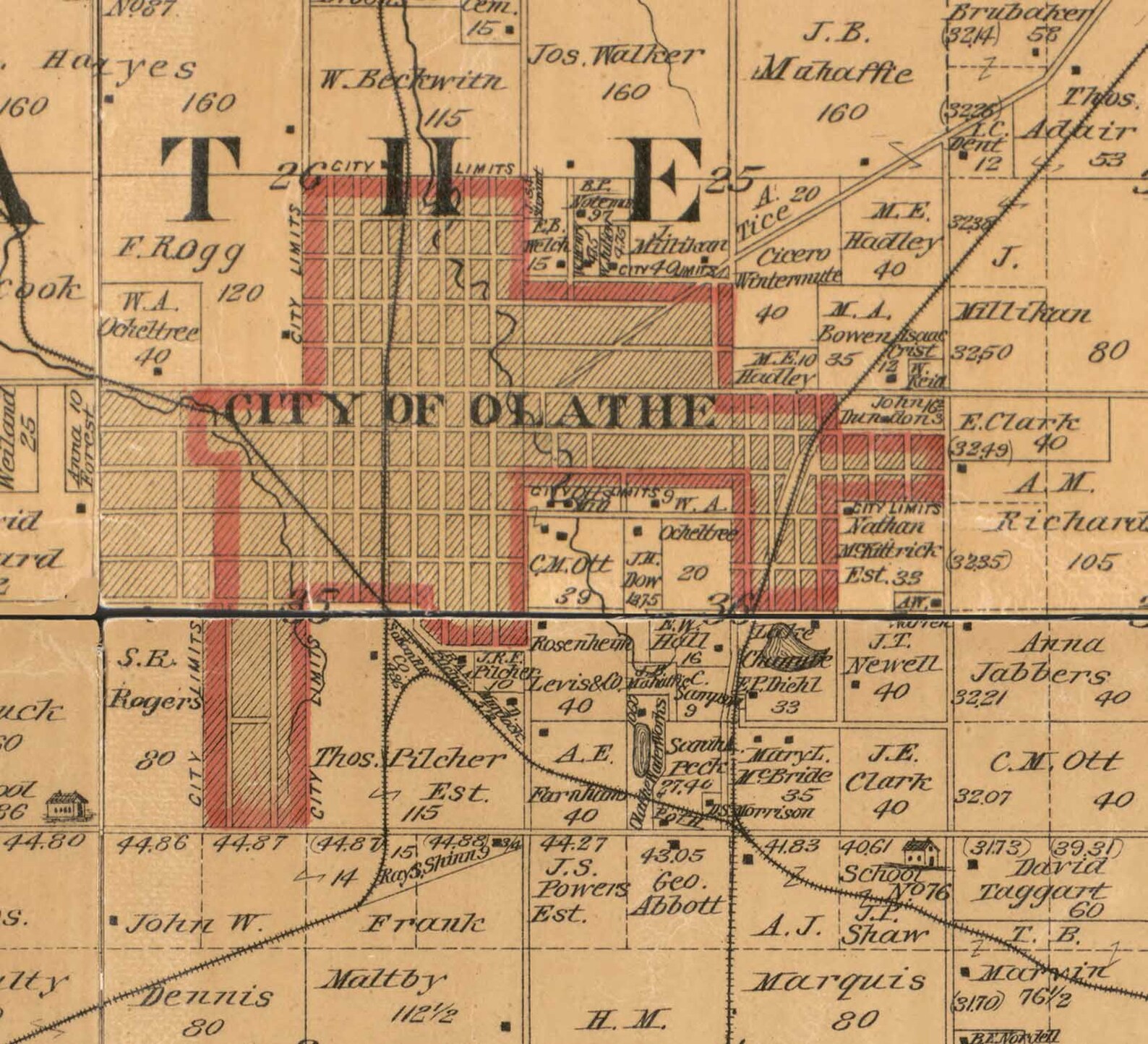 Johnson County Kansas 1886 Old Wall Map Reprint Etsy