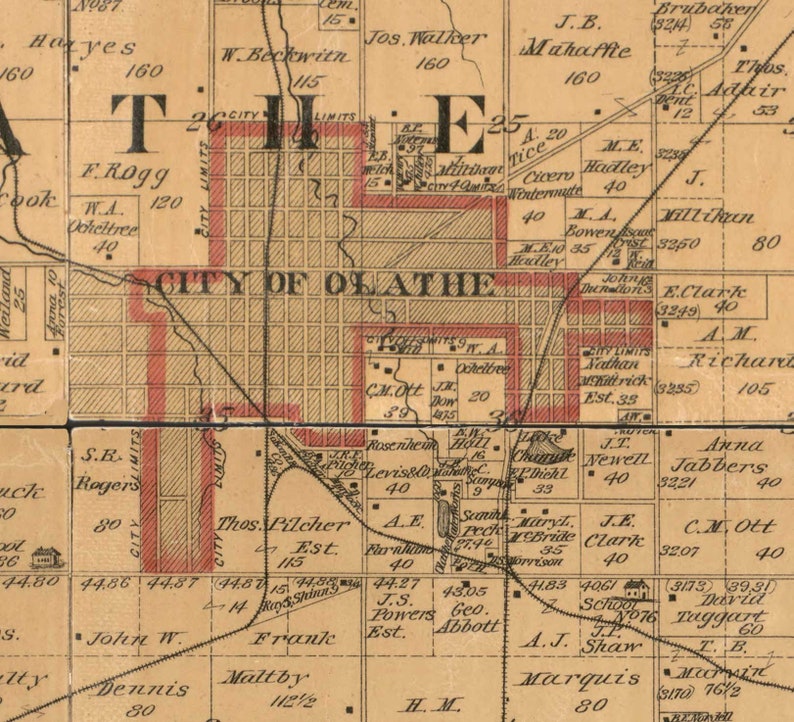 Johnson County Kansas 1886 Old Wall Map Reprint | Etsy