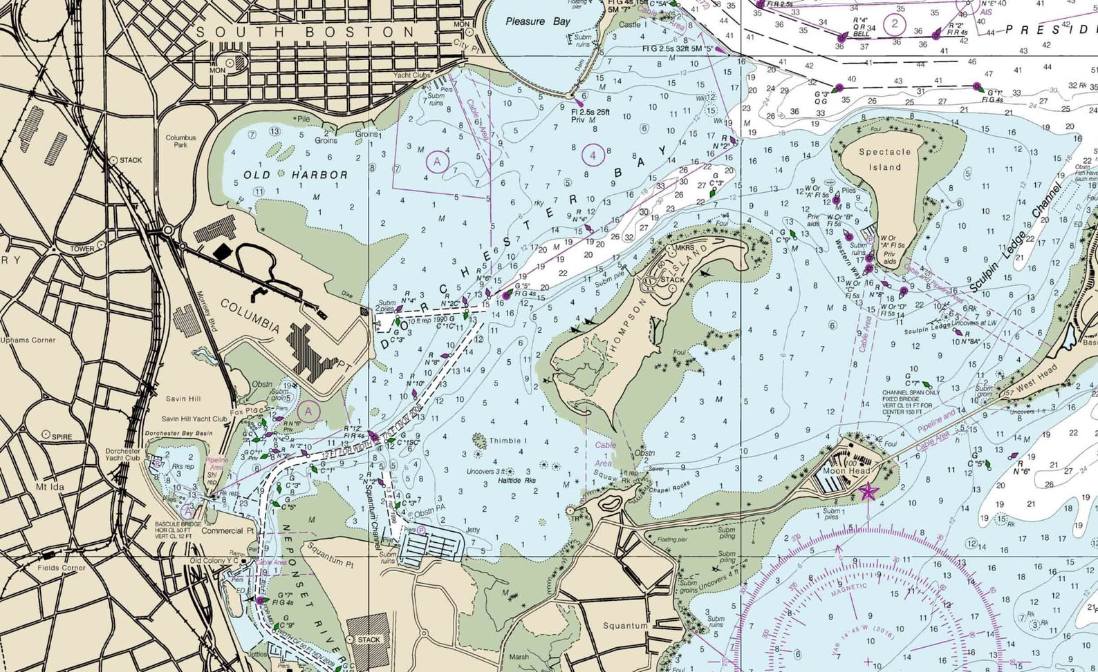Boston Harbor Massachusetts 2016 Nautical Map Reprint Etsy