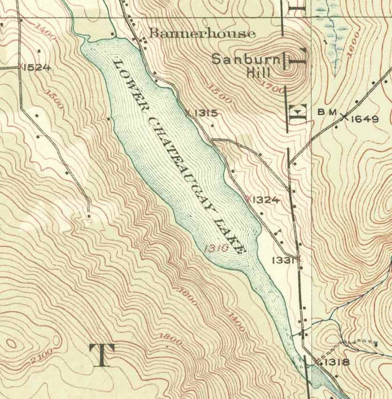 Chateaugay Lake and Chazy Lake 1900 USGS Old Topographic Map Etsy