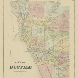 Buffalo - 1866 - New York - Erie Co Atlas Old Town Map Reprint NY 23