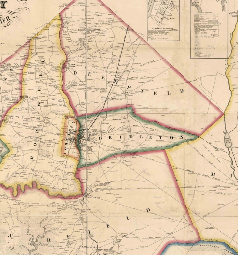 Cumberland County New Jersey 1862 Old Wall Map Reprint With Etsy
