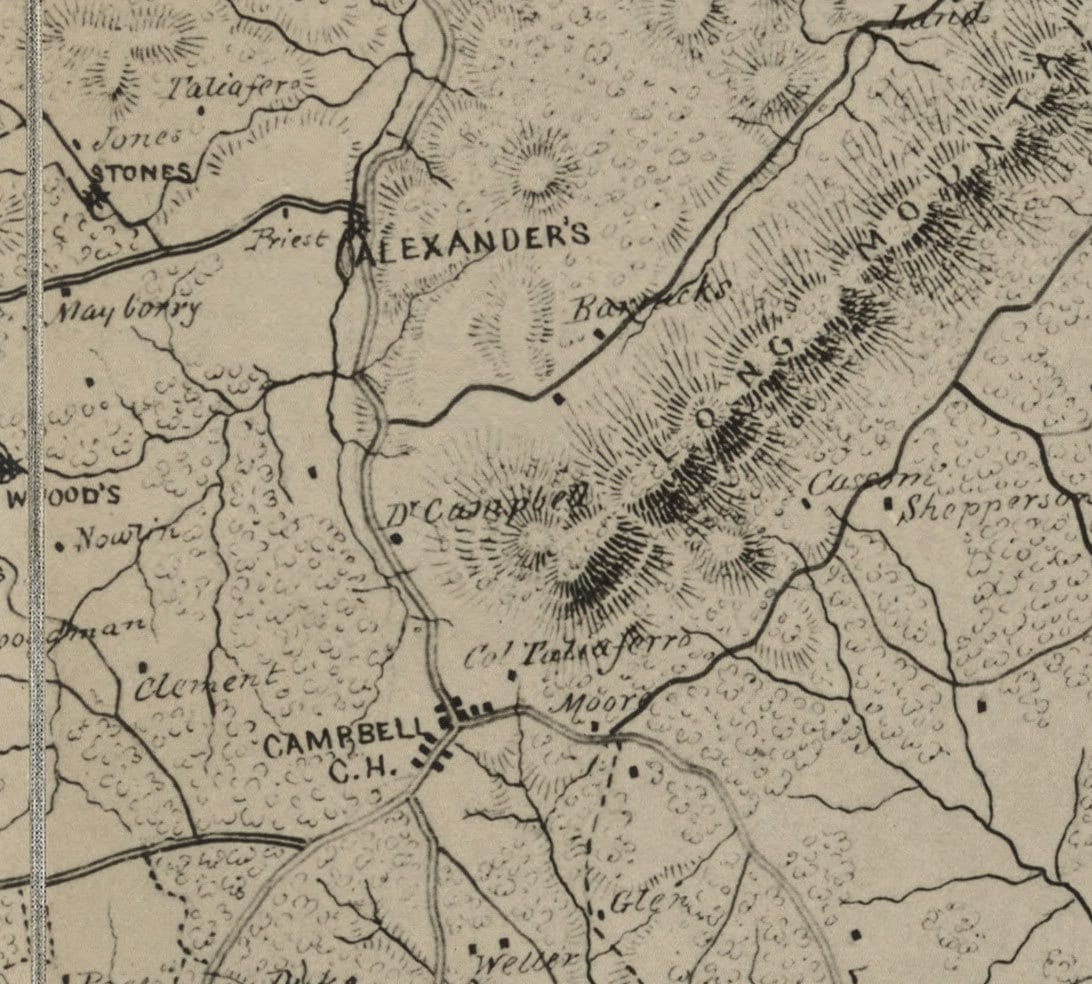 Campbell County Virginia 1864 Old Wall Map With Homeowner Names Reprint