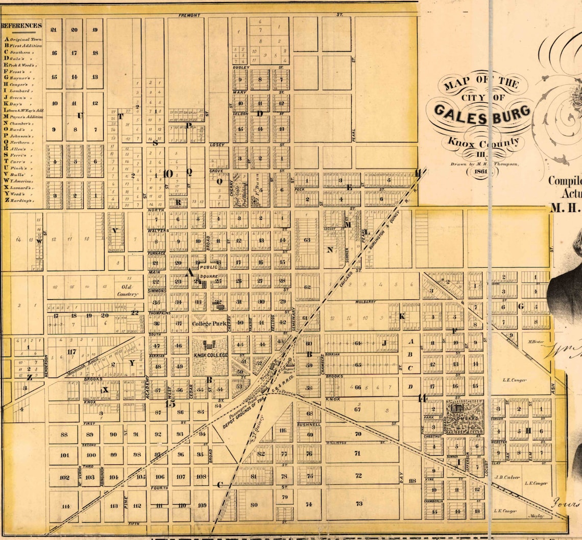 Knox County Illinois 1861 Old Wall Map Reprint With Etsy