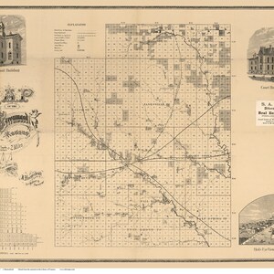 May include: A vintage map of Sunnyside Township, Kansas, with a scale of 1 inch to 2 miles. The map shows the location of roads, railroads, and buildings. It also includes a key to the different types of land use. The map is dated 1872.