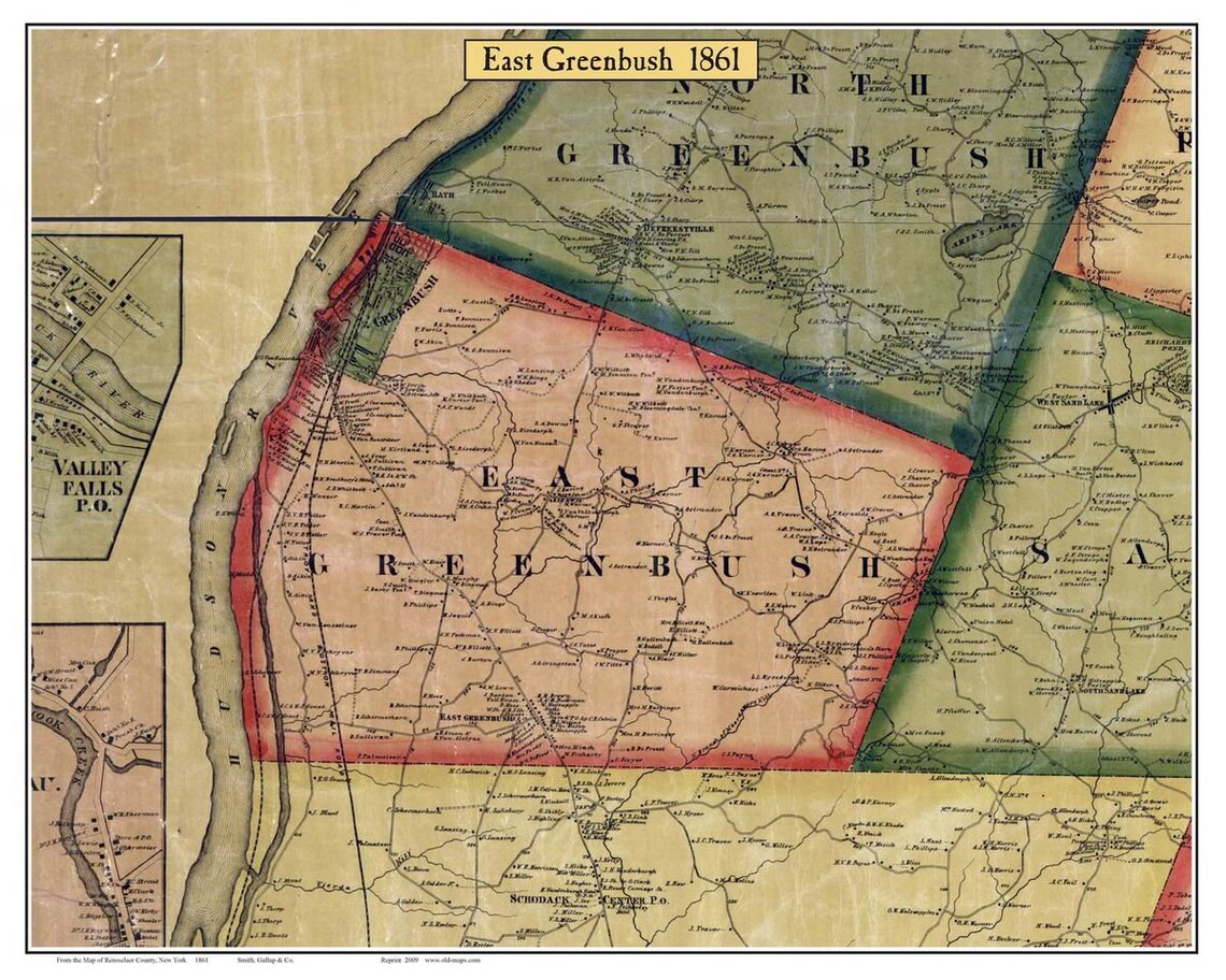 East Greenbush 1861 Old Town Map With Homeowner Names New York - Etsy