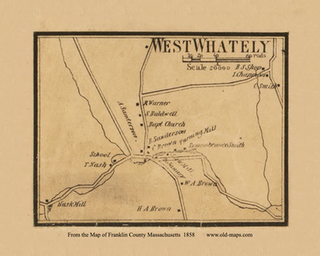 West Whately 1858 Old Town Map With Homeowner Names Etsy
