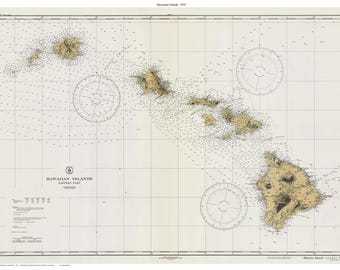 Hawaiian Islands - 1933 Nautical Map - PC Reprint Hawaii 4102