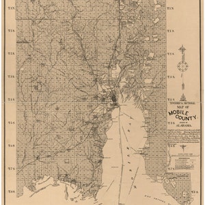 Mobile County Plat Map 1895 Map Of Marengo County Alabama | Etsy