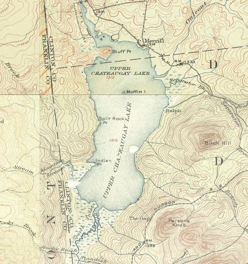 Chateaugay Lake and Chazy Lake 1900 USGS Old Topographic Map Etsy
