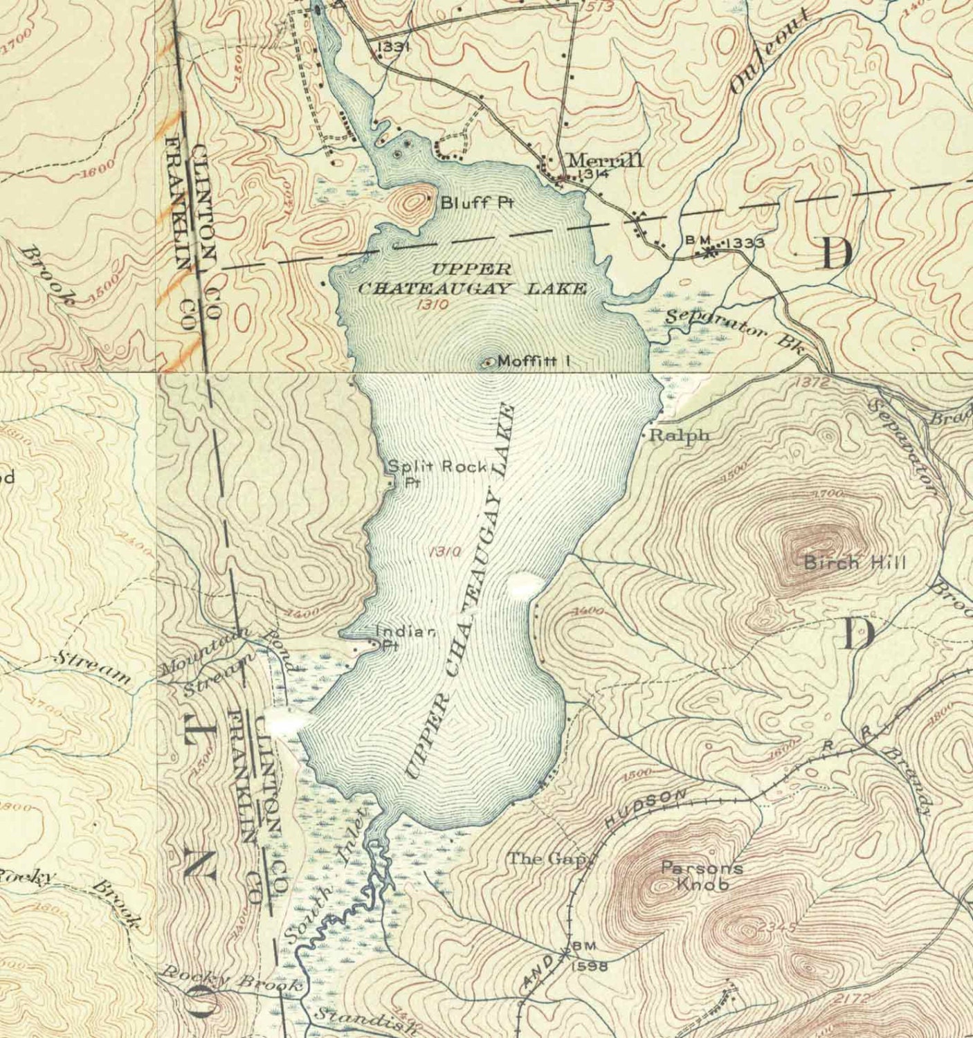 Chateaugay Lake and Chazy Lake 1900 USGS Old Topographic Map Etsy