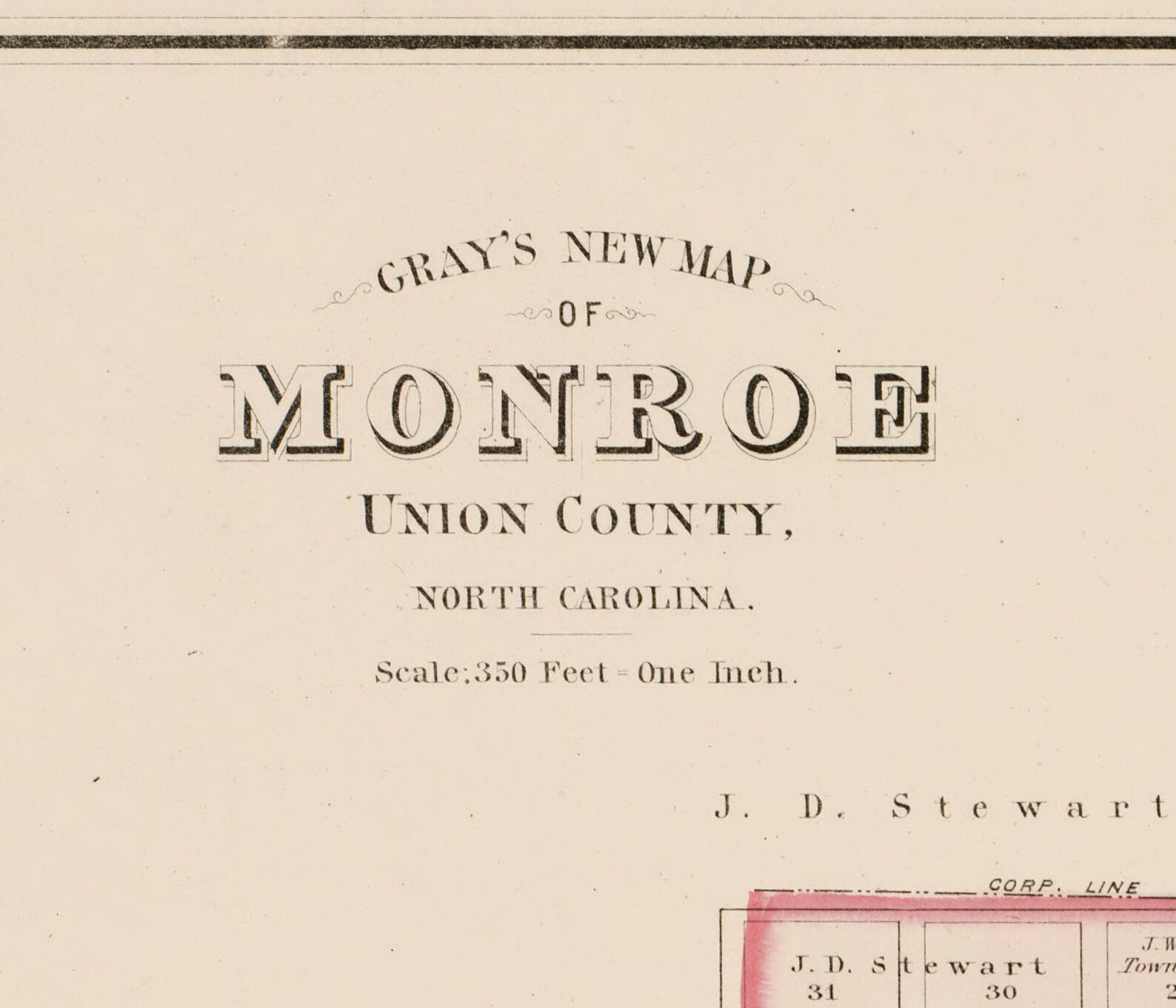 Monroe 1882 North Carolina Old Map Reprint NC Cities - Etsy