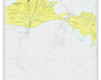 Vermillion Bay Approaches 1975 Nautical Old Map Reprint - Louisiana White Lake Shark Island - 80000 AC Chart 1277