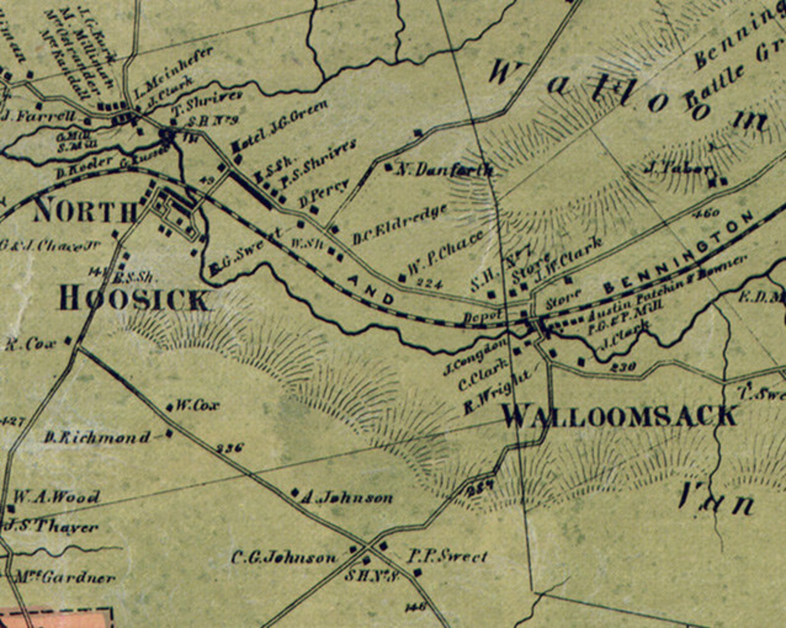 Rensselaer County New York 1861 Old Wall Map Reprint with Homeowner