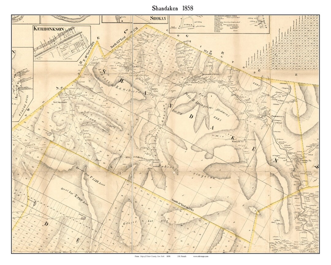 Shandaken New York 1858 Map Homeowners Names Phonecia Ulster Co